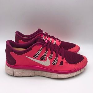 Nike Womens Free 5.0 Running Shoes Pink 580591-616